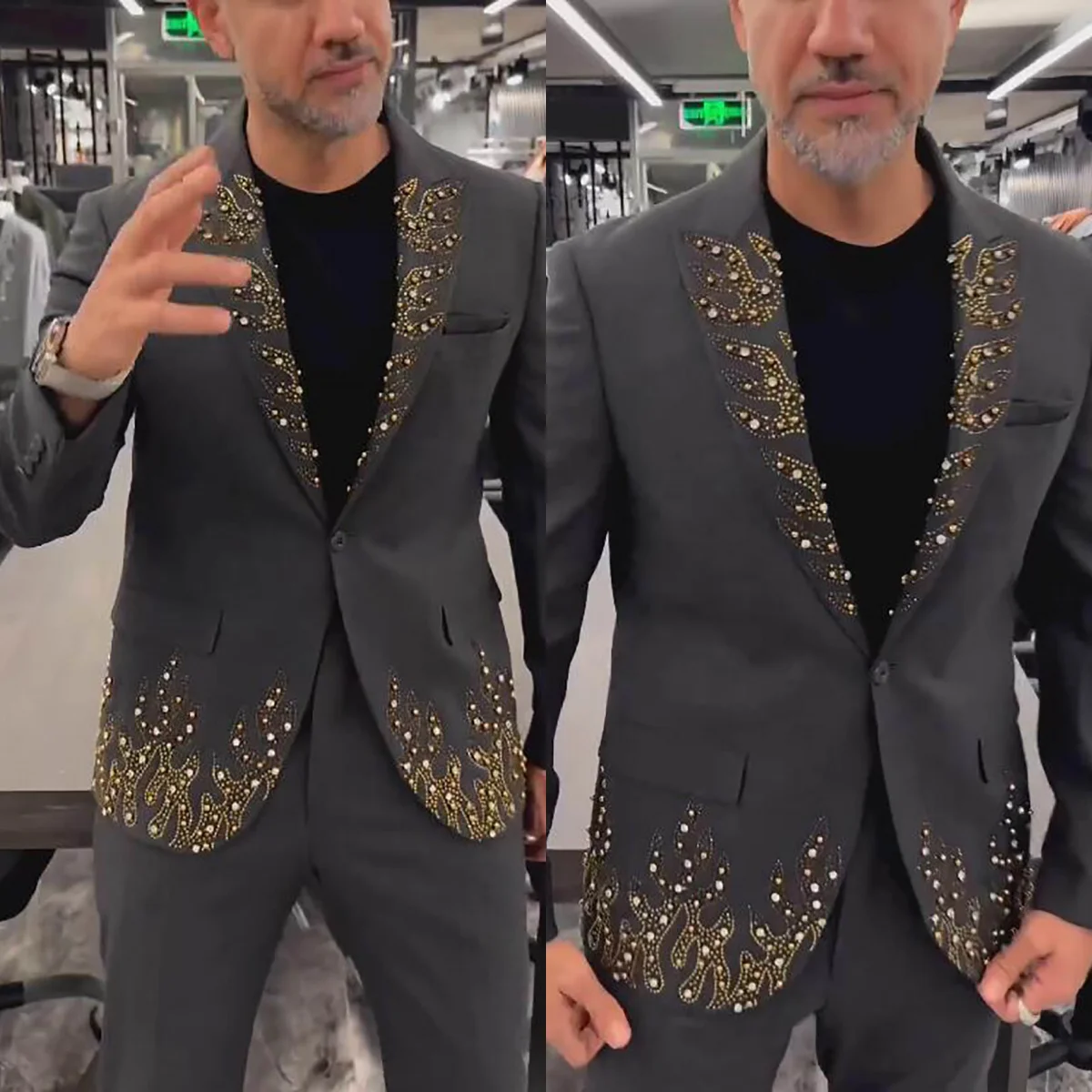 New Arrival Jacket Suits For Men 2 Pieces Peaked Lapel One Button Tuxedos Beaded Customized Crystals Dinner Party Wear
New Arrival Jacket Suits For Men 2 Pieces Peaked Lapel One Button Tuxedos Beaded Customized Crystals Dinner Party Wear