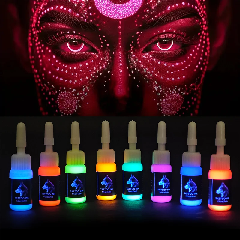 8-Color Fluorescent Tattoo Ink Set 15ml (1/2 Oz) for Colorful Fashion Fluorescent Body Art Glowing Effect Human Canvas
8-Color Fluorescent Tattoo Ink Set 15ml (1/2 Oz) for Colorful Fashion Fluorescent Body Art Glowing Effect Human Canvas