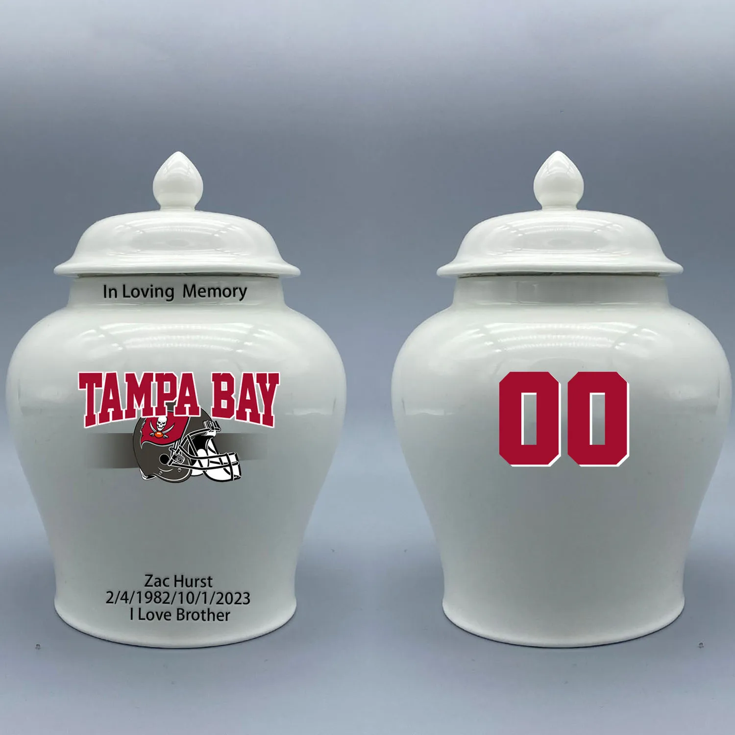 Medium Urn for Tampa Bay Buccaneers-themed Logo Urn.Please send me the customize information-name/date and number on the urn
Medium Urn for Tampa Bay Buccaneers-themed Logo Urn.Please send me the customize information-name/date and number on the urn