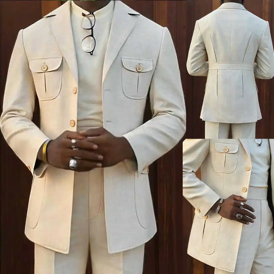 Designer Summer Men Wedding Suits Notched Lapel Tuxedos Single Breasted Groom Wear 2 Pcs Jacket Pants Evening Party Custom Made
Designer Summer Men Wedding Suits Notched Lapel Tuxedos Single Breasted Groom Wear 2 Pcs Jacket Pants Evening Party Custom Made