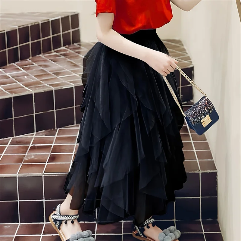New Girls Fashion Tutu Tulle Skirt Summer Black Sweet High Waist Pleated Long Skirt Children Casual Skirt
New Girls Fashion Tutu Tulle Skirt Summer Black Sweet High Waist Pleated Long Skirt Children Casual Skirt