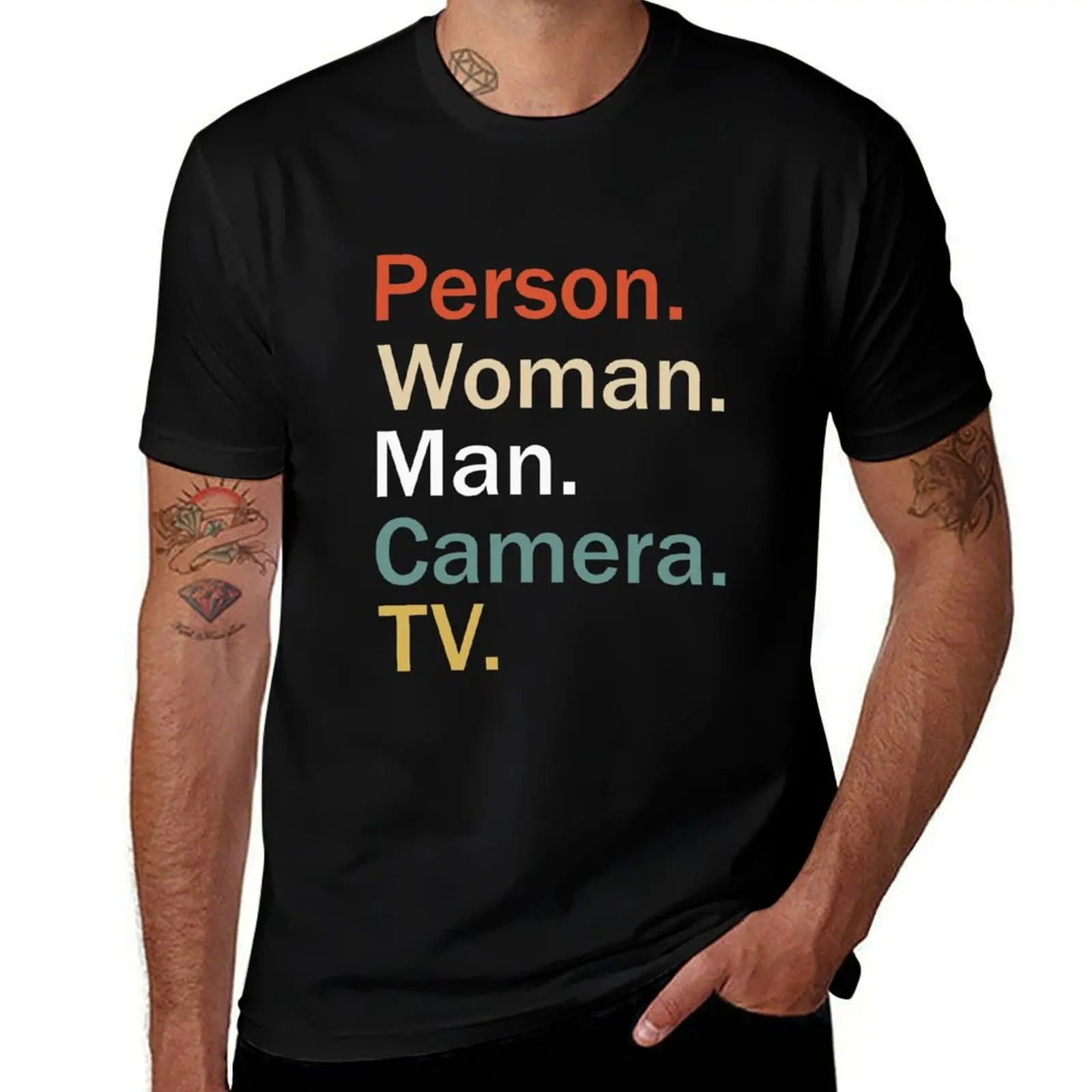 Person woman man camera tv T-Shirt Soft Touch Basic Cotton T-Shirt
Person woman man camera tv T-Shirt Soft Touch Basic Cotton T-Shirt