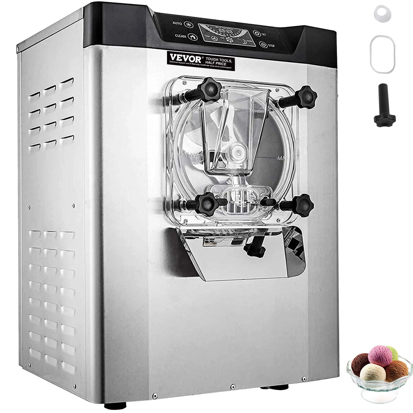 Commercial Ice Cream Machine 1400W 20/5.3 Gph Hard Serve Ice Cream Maker With LED Display Screen Auto Shut-Off Timer One
Commercial Ice Cream Machine 1400W 20/5.3 Gph Hard Serve Ice Cream Maker With LED Display Screen Auto Shut-Off Timer One