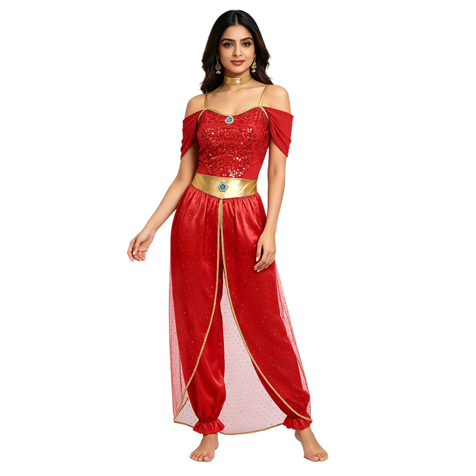 Womens Adult Arabian Princess Circus Oriental Indian Disguise Parade Cosplay Costume Gems Adorned Sequin Jasmines Jumpsuits
Womens Adult Arabian Princess Circus Oriental Indian Disguise Parade Cosplay Costume Gems Adorned Sequin Jasmines Jumpsuits