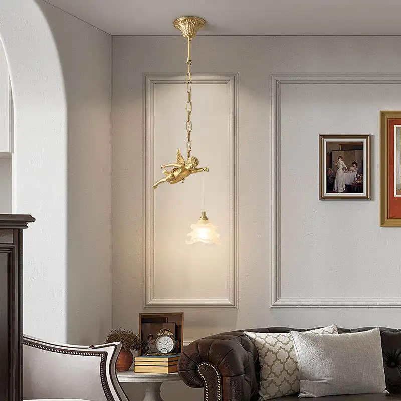 Pure Copper Children's Room Roman French Glass Angel Bedside Living Room Master Bedroom Study Chandelier
Pure Copper Children's Room Roman French Glass Angel Bedside Living Room Master Bedroom Study Chandelier