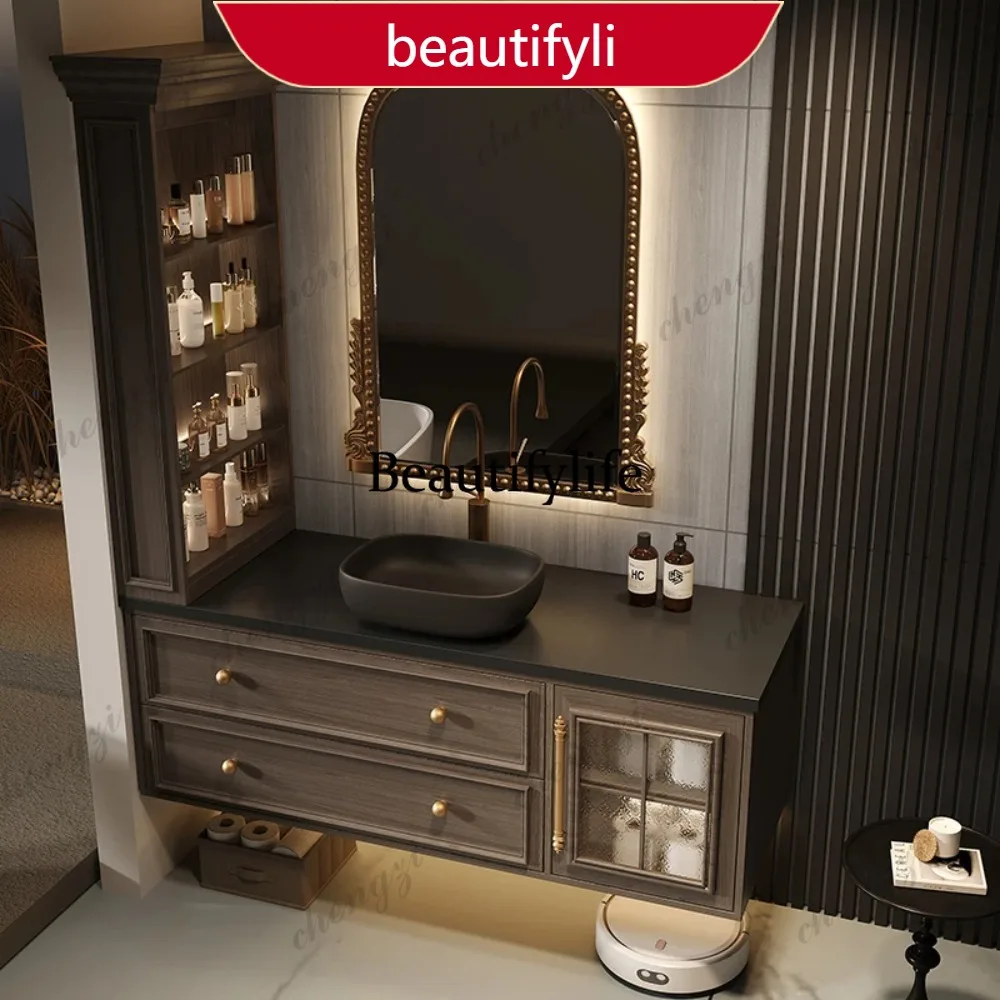 M53 Bathroom Vanity With Aesthetic French Retro Oak Bathroom Cabinet Rock Plate Wash Basin Combination Bathroom Custom Wash Basi
M53 Bathroom Vanity With Aesthetic French Retro Oak Bathroom Cabinet Rock Plate Wash Basin Combination Bathroom Custom Wash Basi