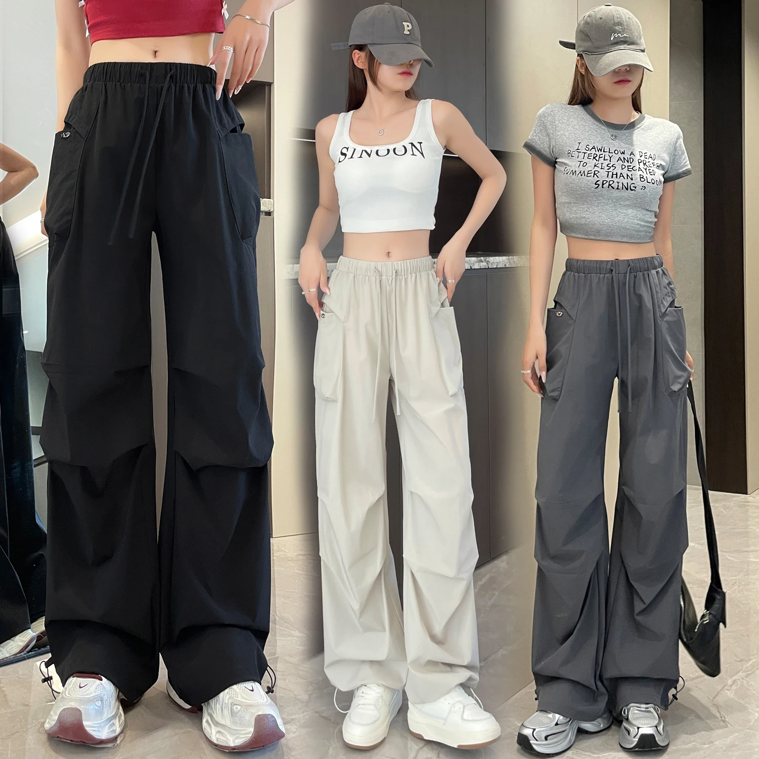 Summer Ladies Woman Cargo Pants Hot Wide Leg Work Trousers Straight Comfortable Loose Elastic Pant P07
Summer Ladies Woman Cargo Pants Hot Wide Leg Work Trousers Straight Comfortable Loose Elastic Pant P07