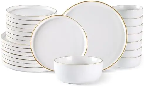 AmorArc Stoneware Dinnerware Set for 8, 24-Piece Ceramic Plates & Bowls, Microwave & Dishwasher Safe
AmorArc Stoneware Dinnerware Set for 8, 24-Piece Ceramic Plates & Bowls, Microwave & Dishwasher Safe