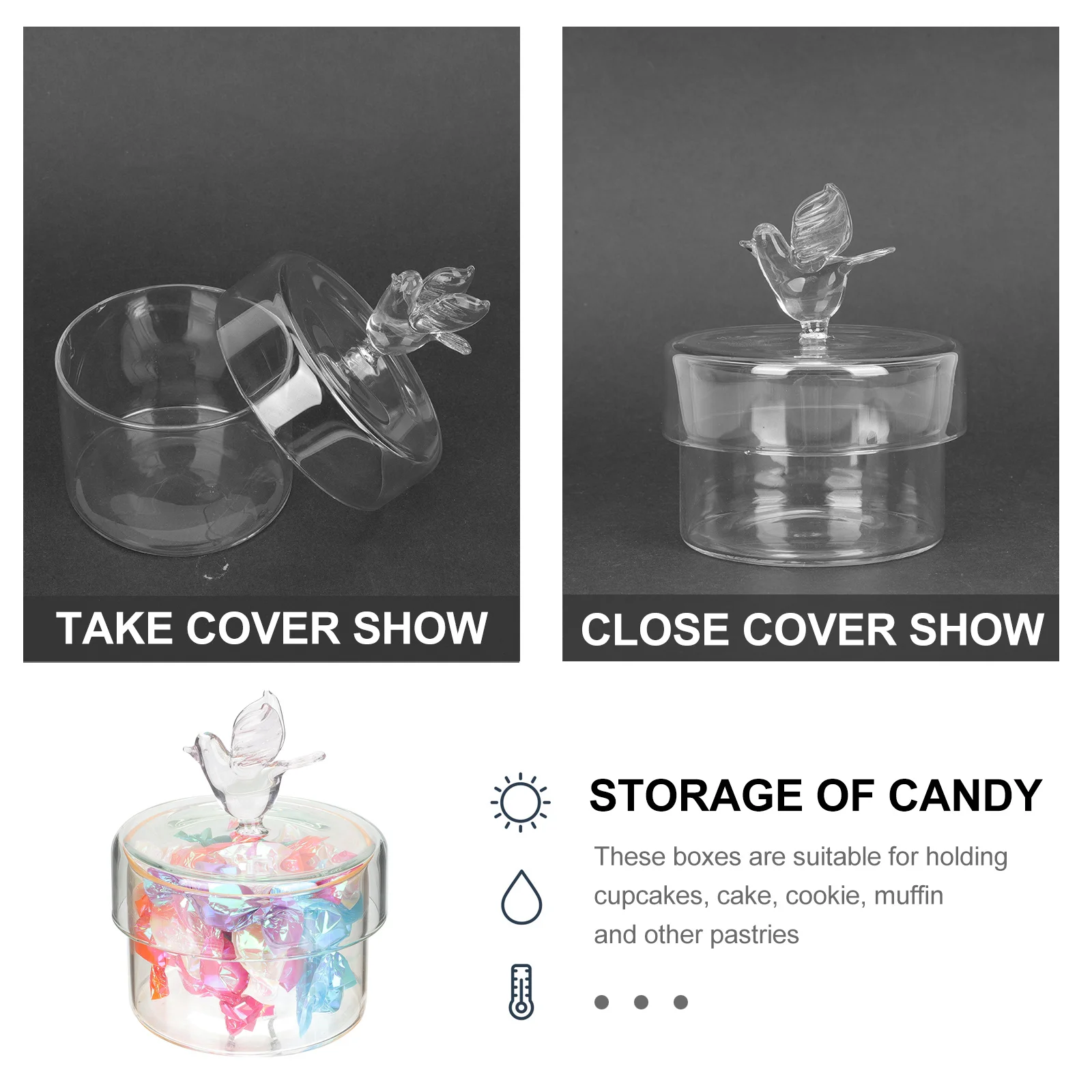 Mini Cake Plate Glass Dessert Display Dome with Bird Shape Handle for Wedding Party Fruit Snack Storage Transparent Cover
Mini Cake Plate Glass Dessert Display Dome with Bird Shape Handle for Wedding Party Fruit Snack Storage Transparent Cover