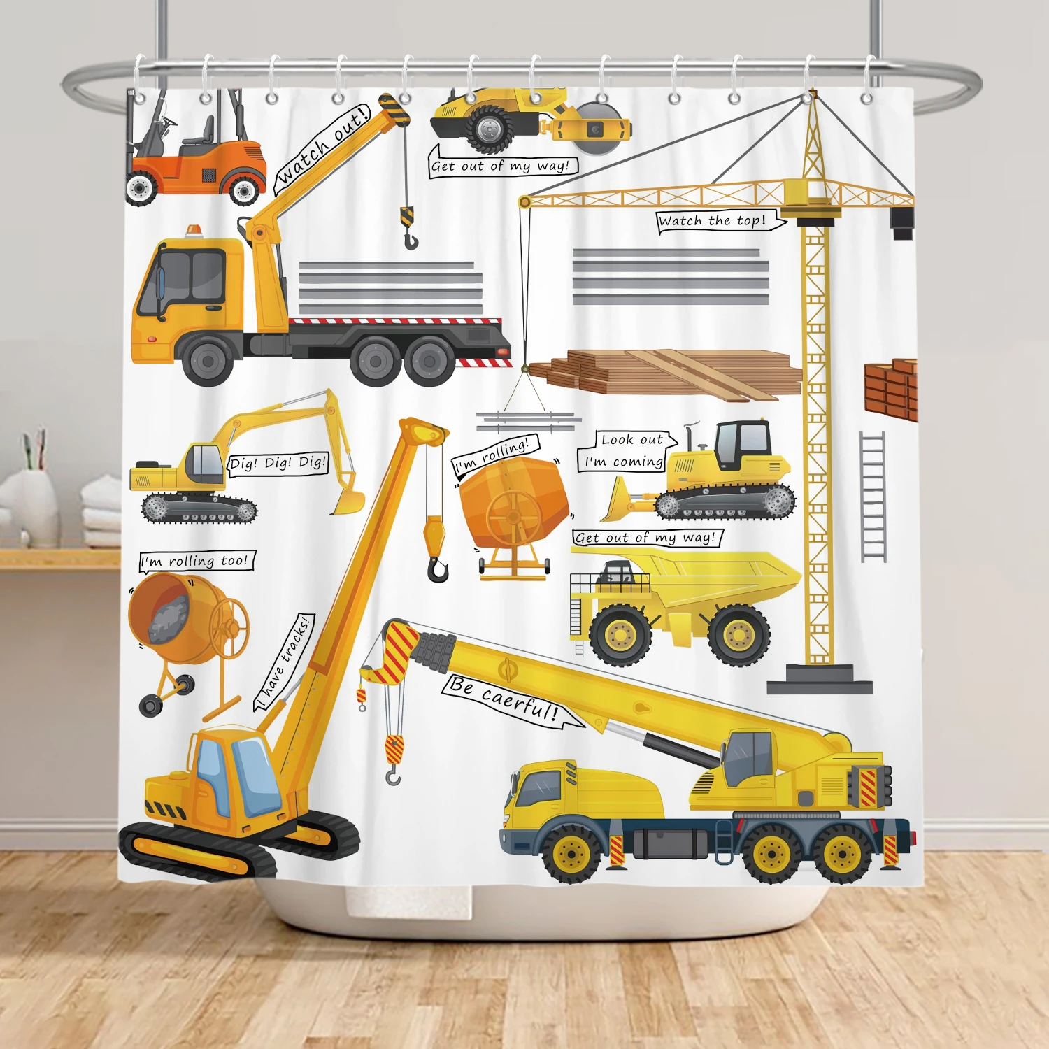 Boys Construction Shower Curtain Yellow Cartoon Excavator Vehicle Tractor Cars for Kids Child Nursery Funny Bath Bathroom Decor
Boys Construction Shower Curtain Yellow Cartoon Excavator Vehicle Tractor Cars for Kids Child Nursery Funny Bath Bathroom Decor