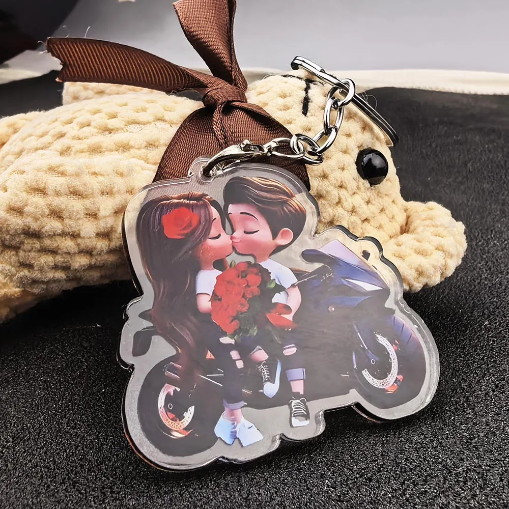 Romantic Couple Motorcycle Acrylic Keychain Cute Kissing Lovers with Rose Bouquet Pendant Valentine's Day Gift
Romantic Couple Motorcycle Acrylic Keychain Cute Kissing Lovers with Rose Bouquet Pendant Valentine's Day Gift