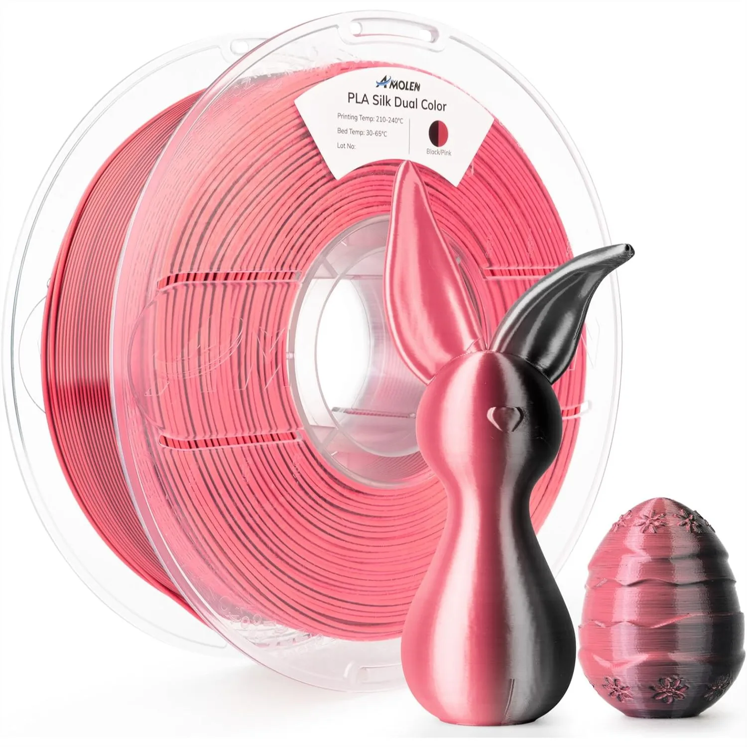 Silk PLA 3D Printer Filament, Dual Color Pink Black 1.75mm, Shiny Color Change for FDM 3D Printers, 1kg Spool
Silk PLA 3D Printer Filament, Dual Color Pink Black 1.75mm, Shiny Color Change for FDM 3D Printers, 1kg Spool