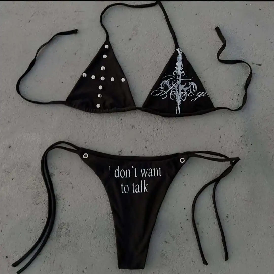 Y2K Dark Retro Cross Pattern Bikini Suit Spring Summer Rivet Metal Decorative Beach Style Spice Girl Personality Swimwear
Y2K Dark Retro Cross Pattern Bikini Suit Spring Summer Rivet Metal Decorative Beach Style Spice Girl Personality Swimwear