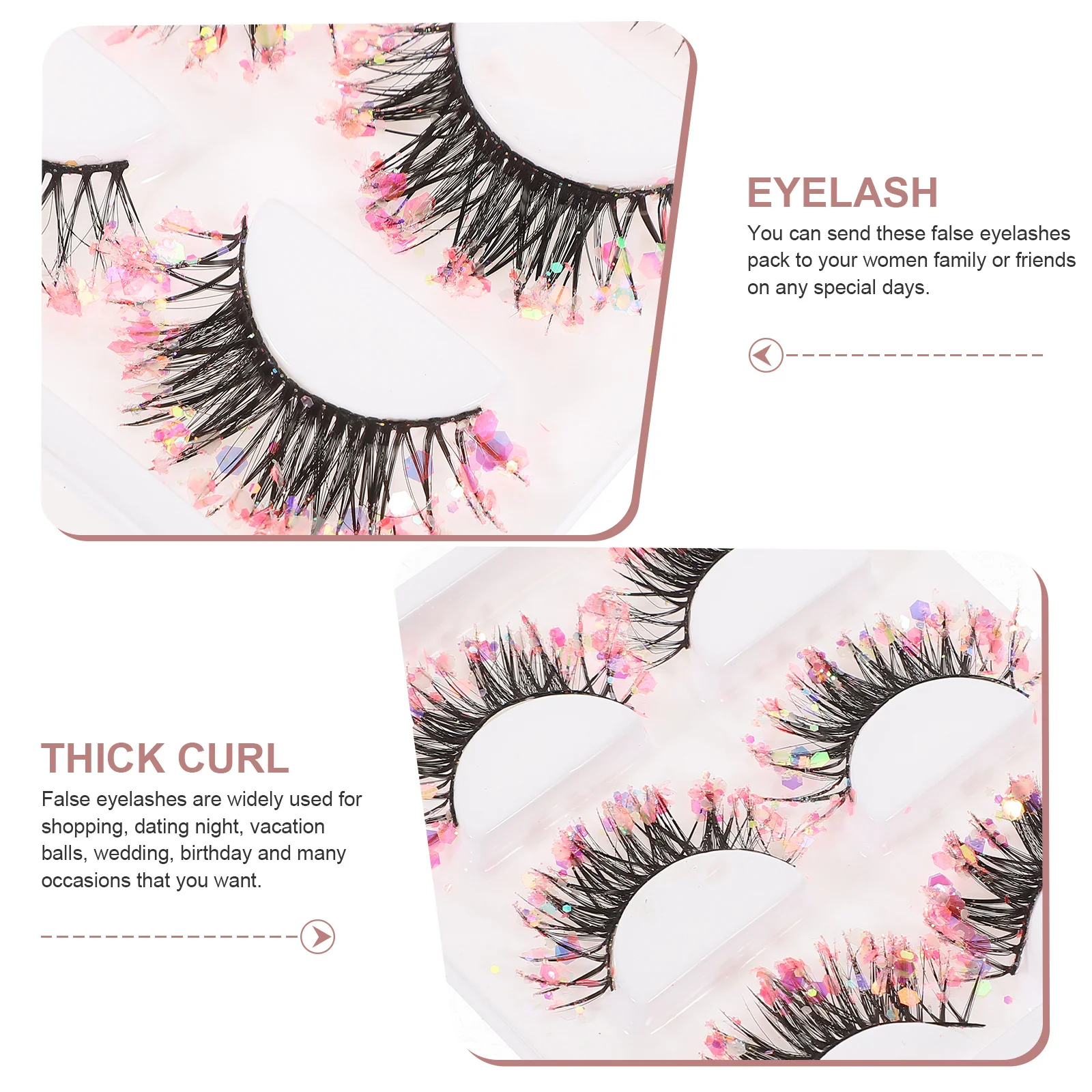 3Pairs Luminous Fake Eyelashes Lightweight Individual Extensions Sparkly Design Natural Look False Lashes for Evening Events
3Pairs Luminous Fake Eyelashes Lightweight Individual Extensions Sparkly Design Natural Look False Lashes for Evening Events