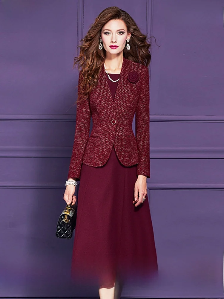Feminine Winter Ensemble Women's Fashion Set Slim Fit Sleeveless Dress And Woolen Coat Midi Skirt Commute Style Office Wear
Feminine Winter Ensemble Women's Fashion Set Slim Fit Sleeveless Dress And Woolen Coat Midi Skirt Commute Style Office Wear
