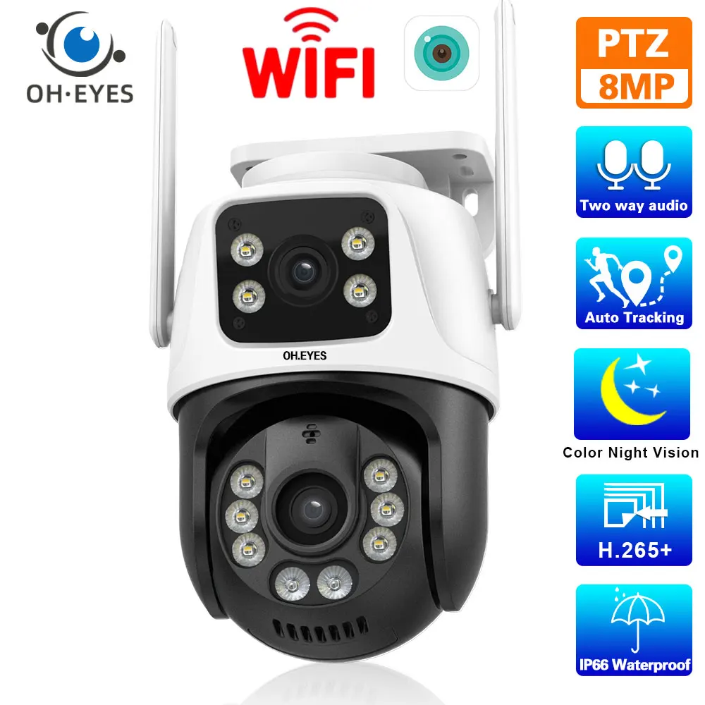 4K 8MP PTZ Wifi IP Camera Dual Lens Color Night Vision Human Detect ONVIF Wireless Surveillance CCTV Cameras Security Protection
4K 8MP PTZ Wifi IP Camera Dual Lens Color Night Vision Human Detect ONVIF Wireless Surveillance CCTV Cameras Security Protection