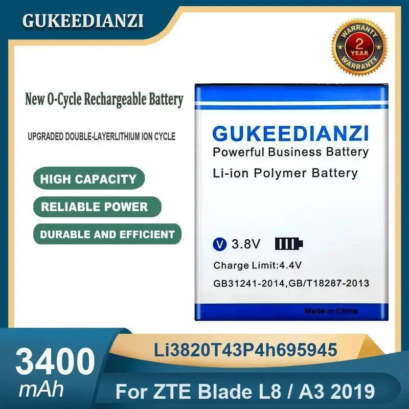 Аккумулятор для мобильного телефона Li3820T43P4h695945 большой емкости 3400 мАч для ZTE Blade L8/A3 2019
Аккумулятор для мобильного телефона Li3820T43P4h695945 большой емкости 3400 мАч для ZTE Blade L8/A3 2019