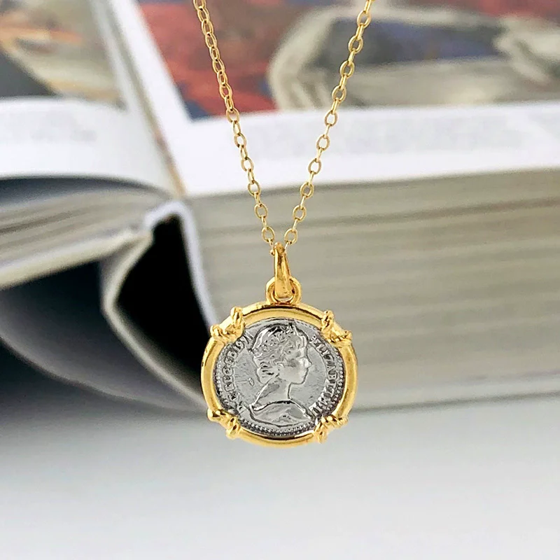 Женское ожерелье из чистого серебра S925, позолоченные древние римские монеты, популярные модные украшения, аксессуары для вечеринок
Женское ожерелье из чистого серебра S925, позолоченные древние римские монеты, популярные модные украшения, аксессуары для вечеринок