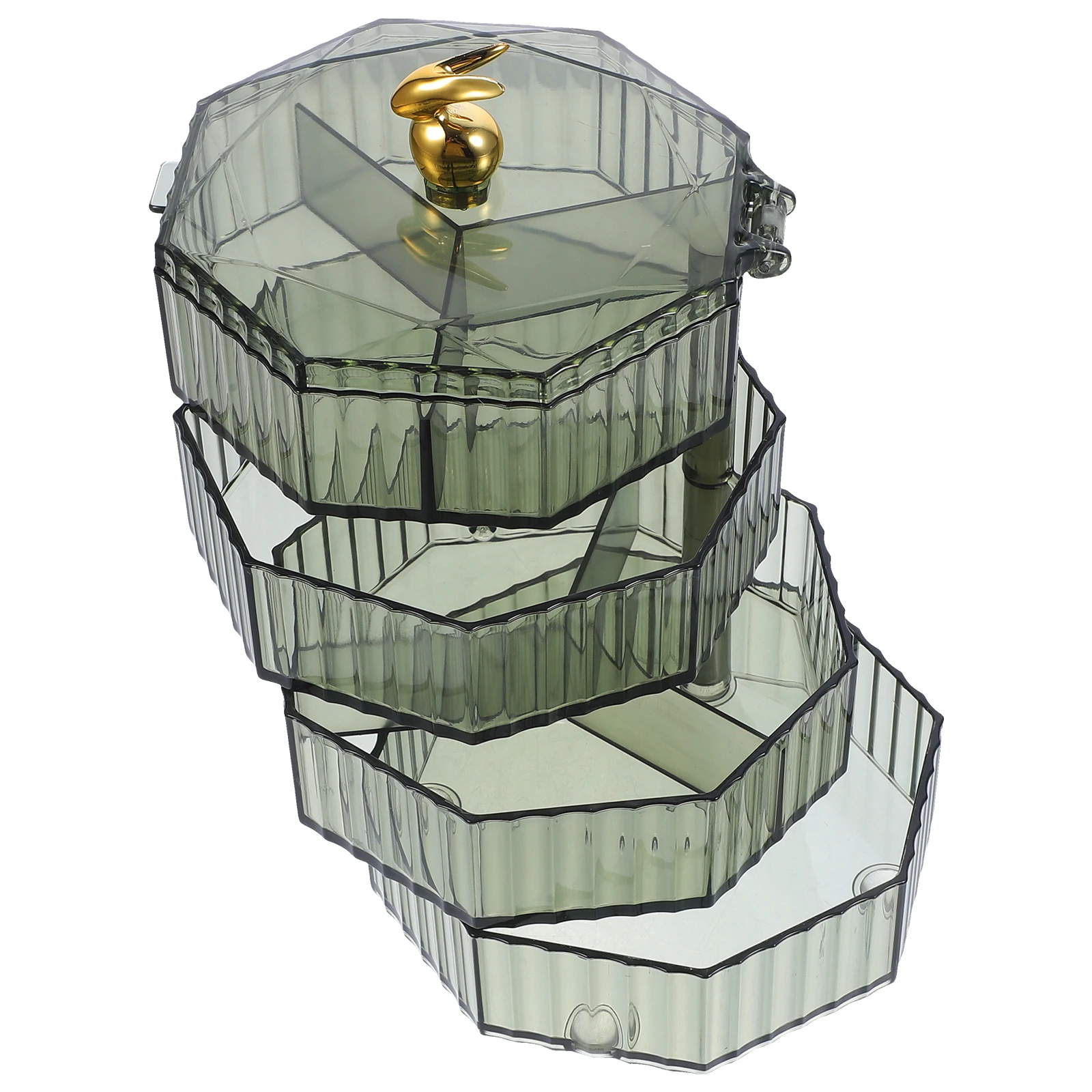 Transparent 4-tier Jewelry Storage Box Grey Rotating Necklace Earrings Ring Holder Lightweight Space-saving Container
Transparent 4-tier Jewelry Storage Box Grey Rotating Necklace Earrings Ring Holder Lightweight Space-saving Container