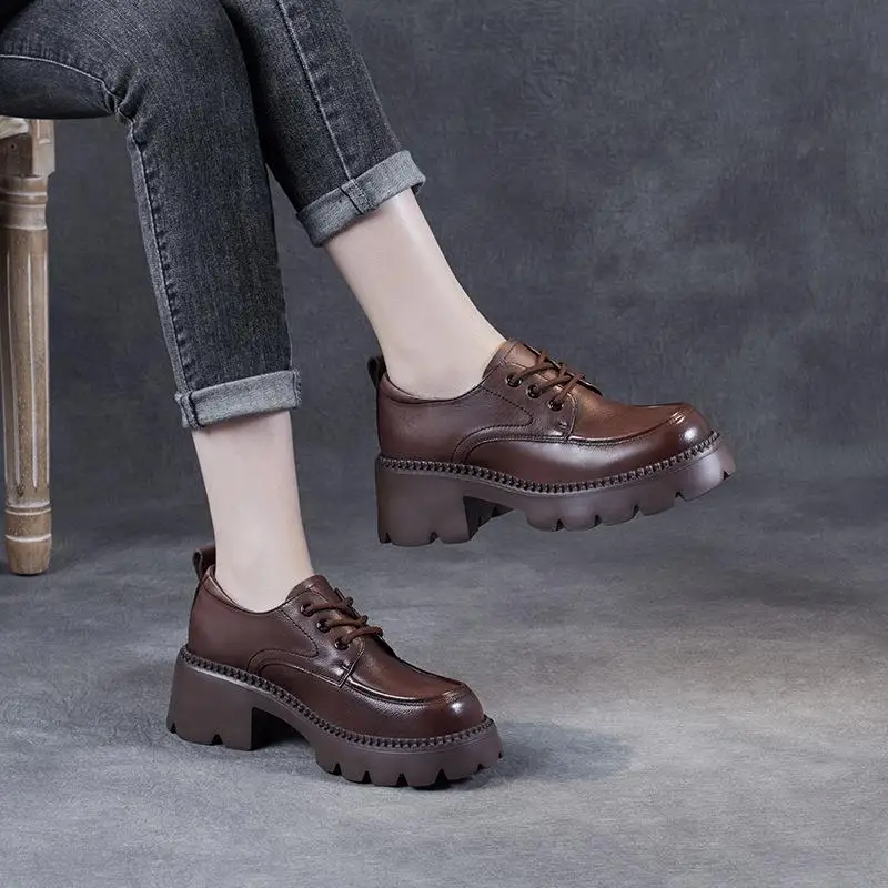 Elevated Thick Bottom Real Leather Knot British Style Flat Shoes Women Brown Casual Fashion Single Shoes Comfortable Flats
Elevated Thick Bottom Real Leather Knot British Style Flat Shoes Women Brown Casual Fashion Single Shoes Comfortable Flats