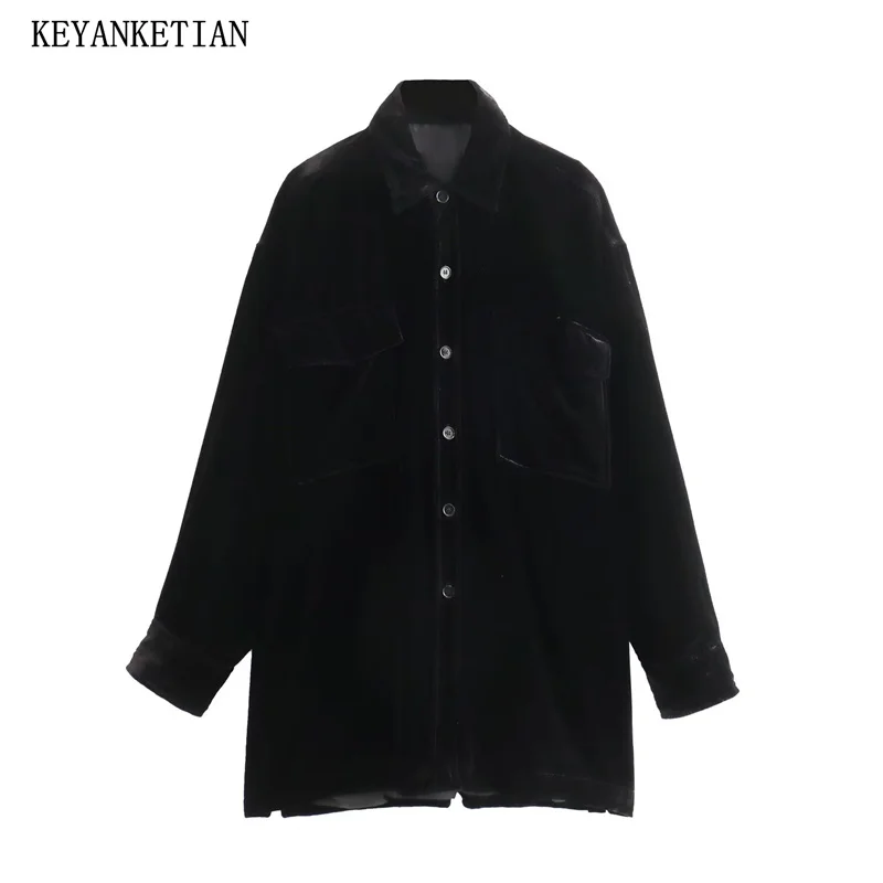 KEYANKETIAN 2024 New Launch Women's Black Velvet Shirt Fashion Retro Flip pocket Decoration Single Breasted Loose Female Blouse
KEYANKETIAN 2024 New Launch Women's Black Velvet Shirt Fashion Retro Flip pocket Decoration Single Breasted Loose Female Blouse