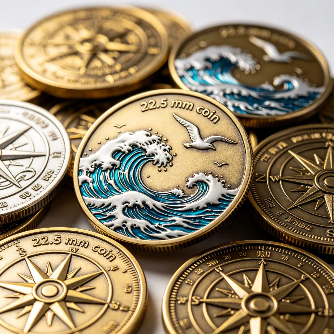 Custom Nautical Challenge Coin, Ship Compass Wave Lighthouse Embossed Metal Collectible Coin for Souvenir Gift
Custom Nautical Challenge Coin, Ship Compass Wave Lighthouse Embossed Metal Collectible Coin for Souvenir Gift