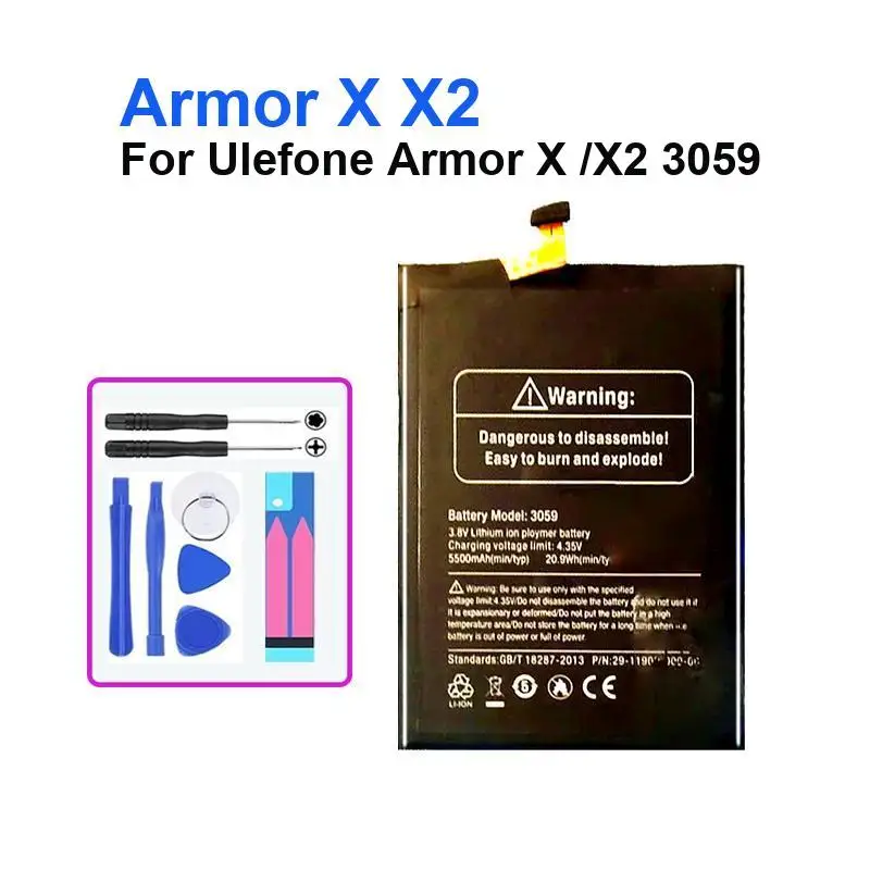 Battery for Ulefone Armor X, X2, 3059, 5500mAh Mobile Phone Batteries Warranty + Track NO
Battery for Ulefone Armor X, X2, 3059, 5500mAh Mobile Phone Batteries Warranty + Track NO