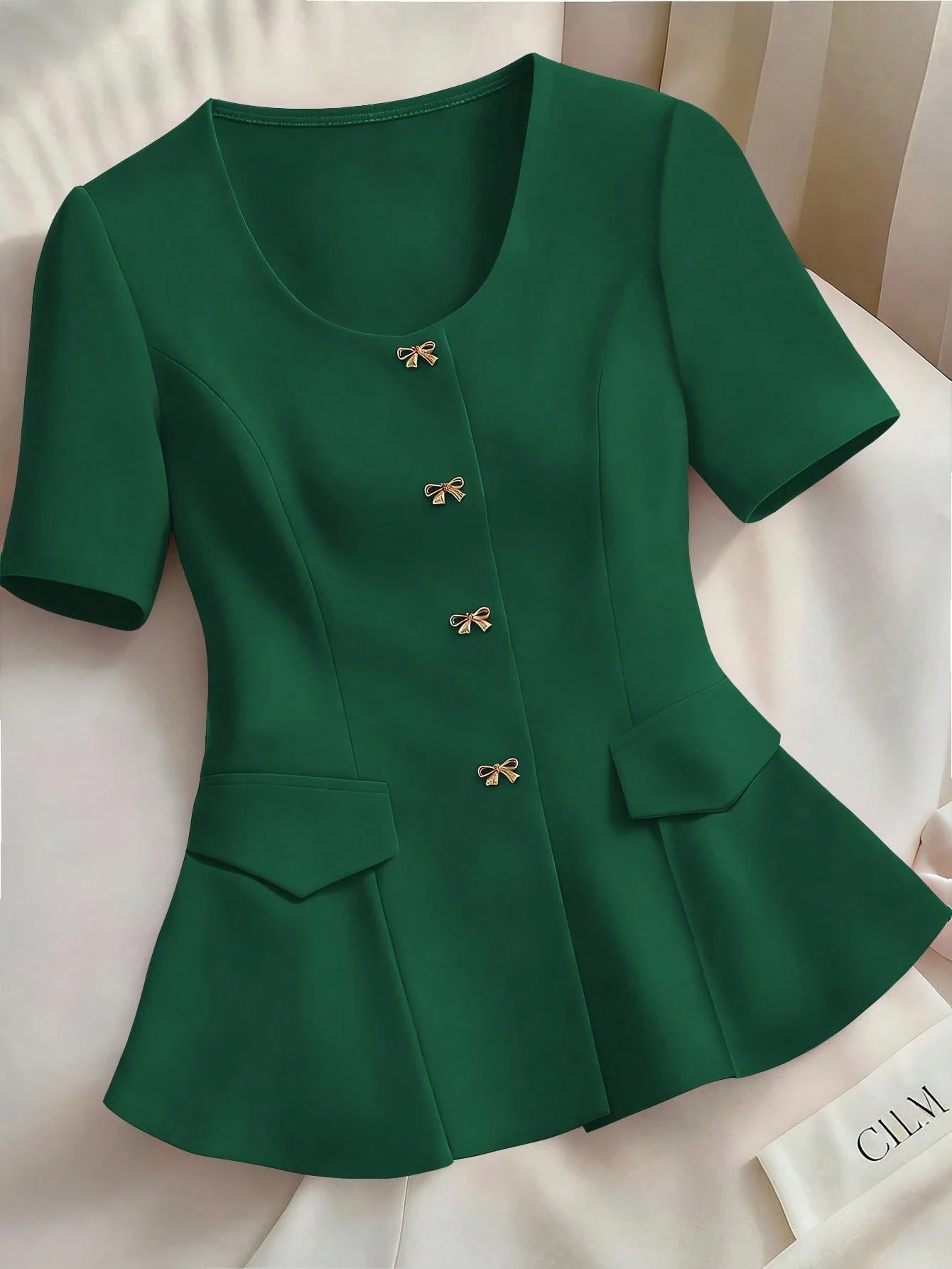 Elegant Solid Color Bow Detail Short Sleeve Blouse For Women
Elegant Solid Color Bow Detail Short Sleeve Blouse For Women