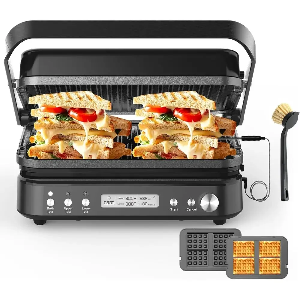 CATTLEMAN Panini Grill PrSandwich Maker with Removable Plates, 1600W, 6 in 1 Wale Maker & Electric Indoor Grill with Meat Thermo
CATTLEMAN Panini Grill PrSandwich Maker with Removable Plates, 1600W, 6 in 1 Wale Maker & Electric Indoor Grill with Meat Thermo