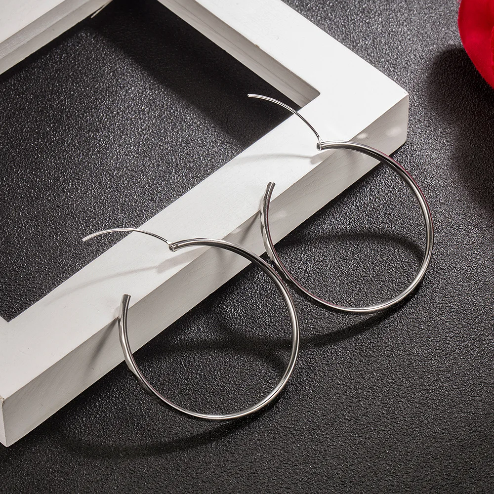 New 925 Sterling Silver charm 5CM large circle hoop earrings for women Fashion party wedding Accessories Jewelry Holiday gift
New 925 Sterling Silver charm 5CM large circle hoop earrings for women Fashion party wedding Accessories Jewelry Holiday gift