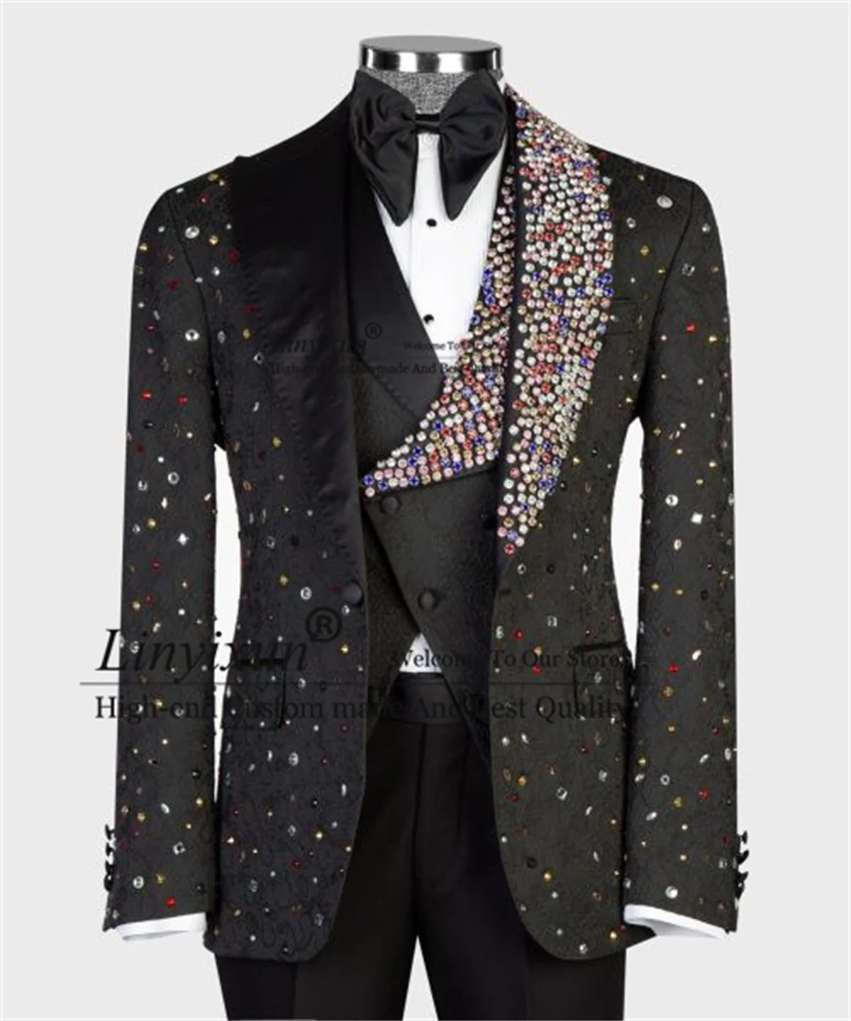 Shiny Embroidered Crystals Tuxedo Men Suit Customized Slim Groom Party Male Blazers 3 Piece Set Wedding Man Party Clothes
Shiny Embroidered Crystals Tuxedo Men Suit Customized Slim Groom Party Male Blazers 3 Piece Set Wedding Man Party Clothes