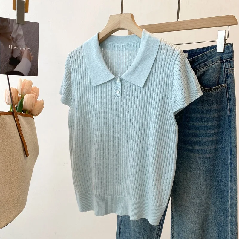 Dave&di 26 Spring/summer New Product: Small Collar Hollow Short Sleeve Knitted Shirt For Reducing Aging Gentle And Versatile To
Dave&di 26 Spring/summer New Product: Small Collar Hollow Short Sleeve Knitted Shirt For Reducing Aging Gentle And Versatile To