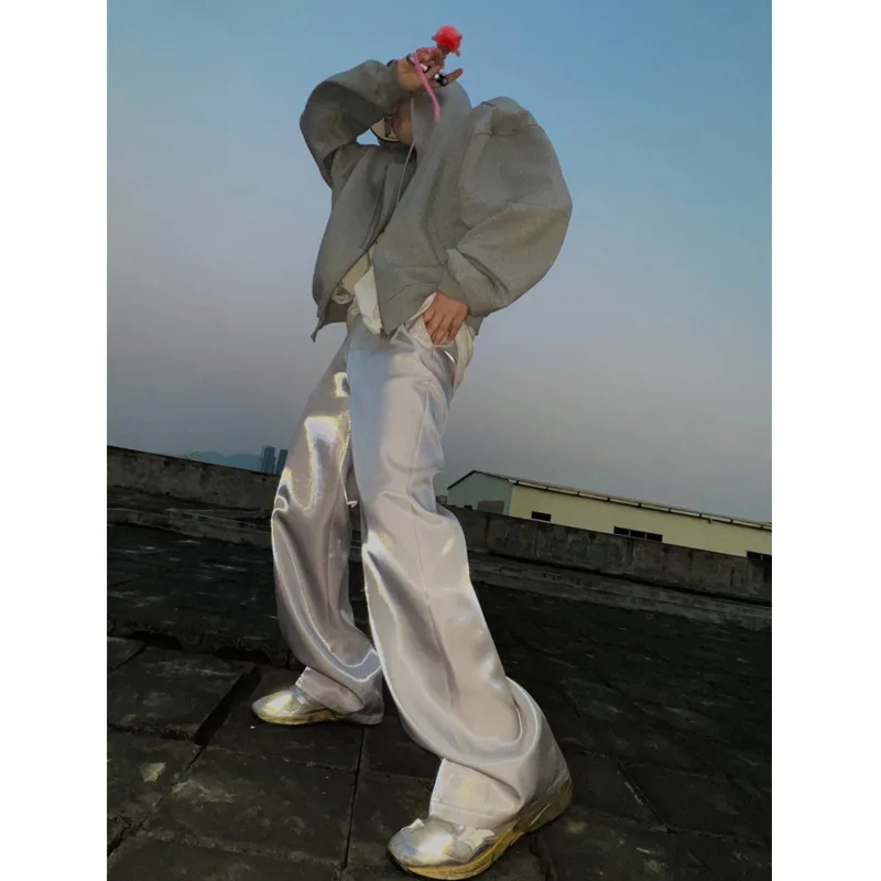 European design Vintage Baggy Straight Satin Wide Trousers for men High Waist Wide Leg Pants wholesale 6082
European design Vintage Baggy Straight Satin Wide Trousers for men High Waist Wide Leg Pants wholesale 6082