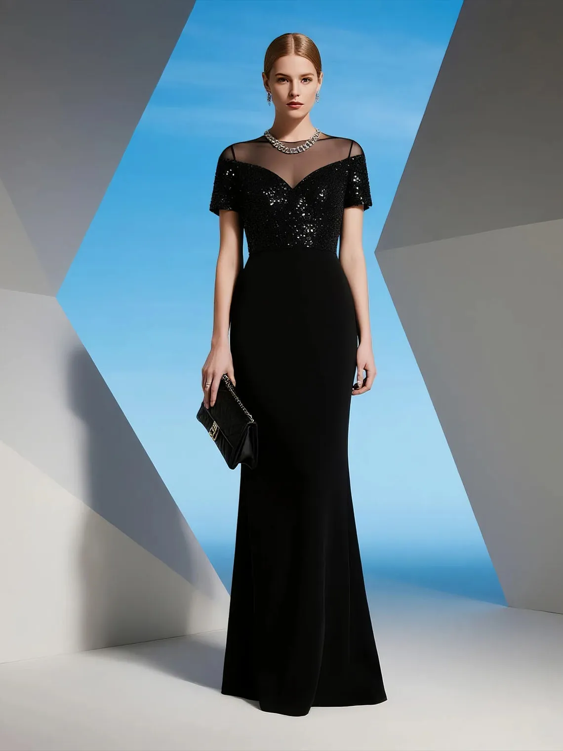 Elegant A-Line Scoop Neck Stretch Fabric Evening Dress Floor Length Short Sleeves Sequin Wedding Party Gown 2025 Free Customized
Elegant A-Line Scoop Neck Stretch Fabric Evening Dress Floor Length Short Sleeves Sequin Wedding Party Gown 2025 Free Customized
