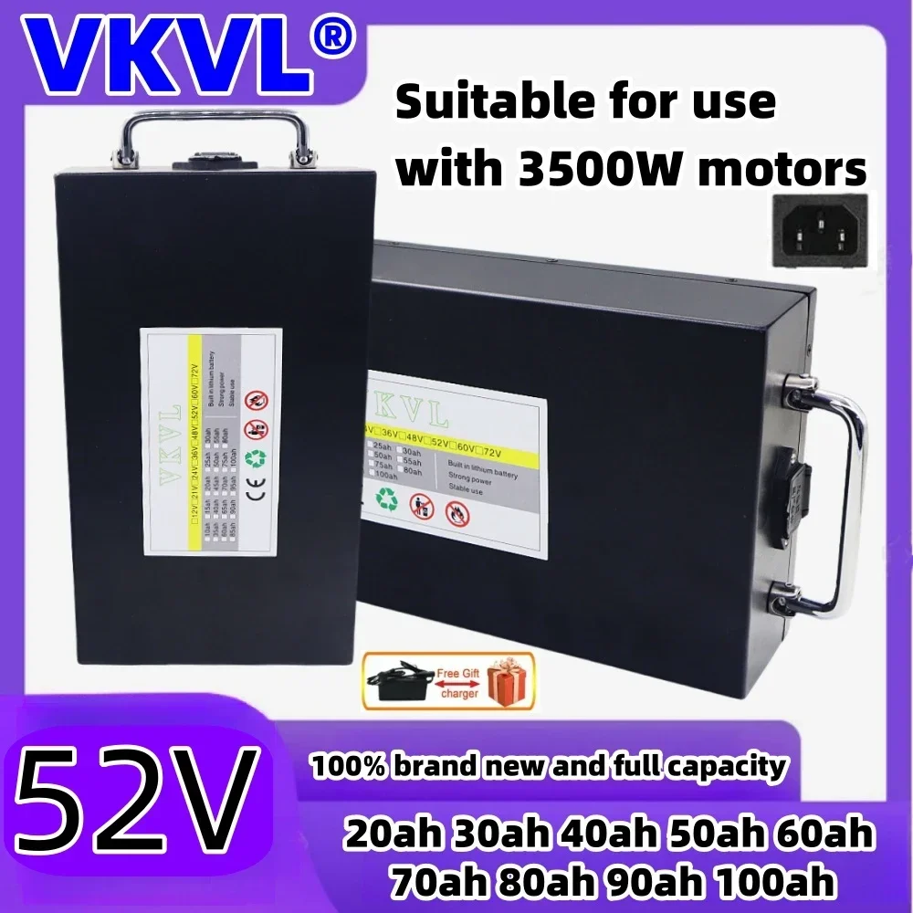Air fast transportation New Full Capacity Power 18650 Lithium Battery 52V 20ah-100ah Lithium Battery Pack Suitable for 250-2000W
Air fast transportation New Full Capacity Power 18650 Lithium Battery 52V 20ah-100ah Lithium Battery Pack Suitable for 250-2000W