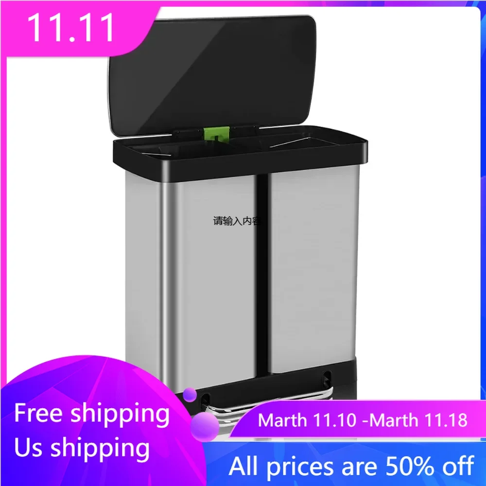 16 gallon/60 liter stainless steel garbage and recycling combination, anti fingerprint dual compartment garbage bin,
16 gallon/60 liter stainless steel garbage and recycling combination, anti fingerprint dual compartment garbage bin,