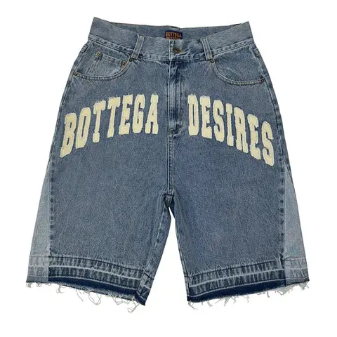 Pantalones cortos vaqueros Retro Harajuku de estilo americano con Bordado de letras, pantalones vaqueros de gran tamaño para hombre Y2k, pantalones cortos holgados informales y versátiles para mujer