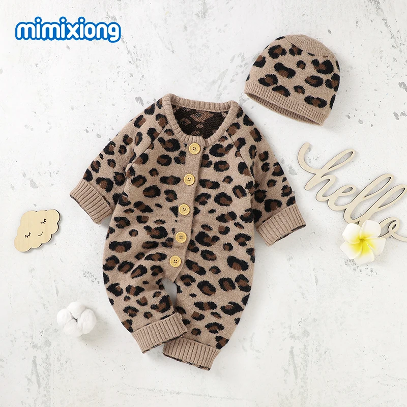 Newborn Baby Rompers Clothes Fashion Leopard Knitted Infant Boys Girls Long Sleeve Jumpsuits Hats Outfits 0-18m Toddler Playsuit
Newborn Baby Rompers Clothes Fashion Leopard Knitted Infant Boys Girls Long Sleeve Jumpsuits Hats Outfits 0-18m Toddler Playsuit
