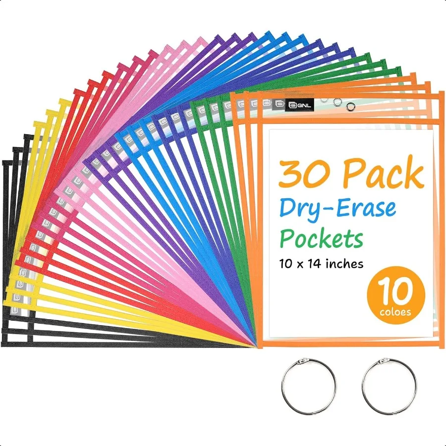 Dry Erase Pocket Sleeves 30 Packs Reusable Clear Plastic Ticket Holders with Rings Durable EasytoErase Sheet Protectors Assorte
Dry Erase Pocket Sleeves 30 Packs Reusable Clear Plastic Ticket Holders with Rings Durable EasytoErase Sheet Protectors Assorte
