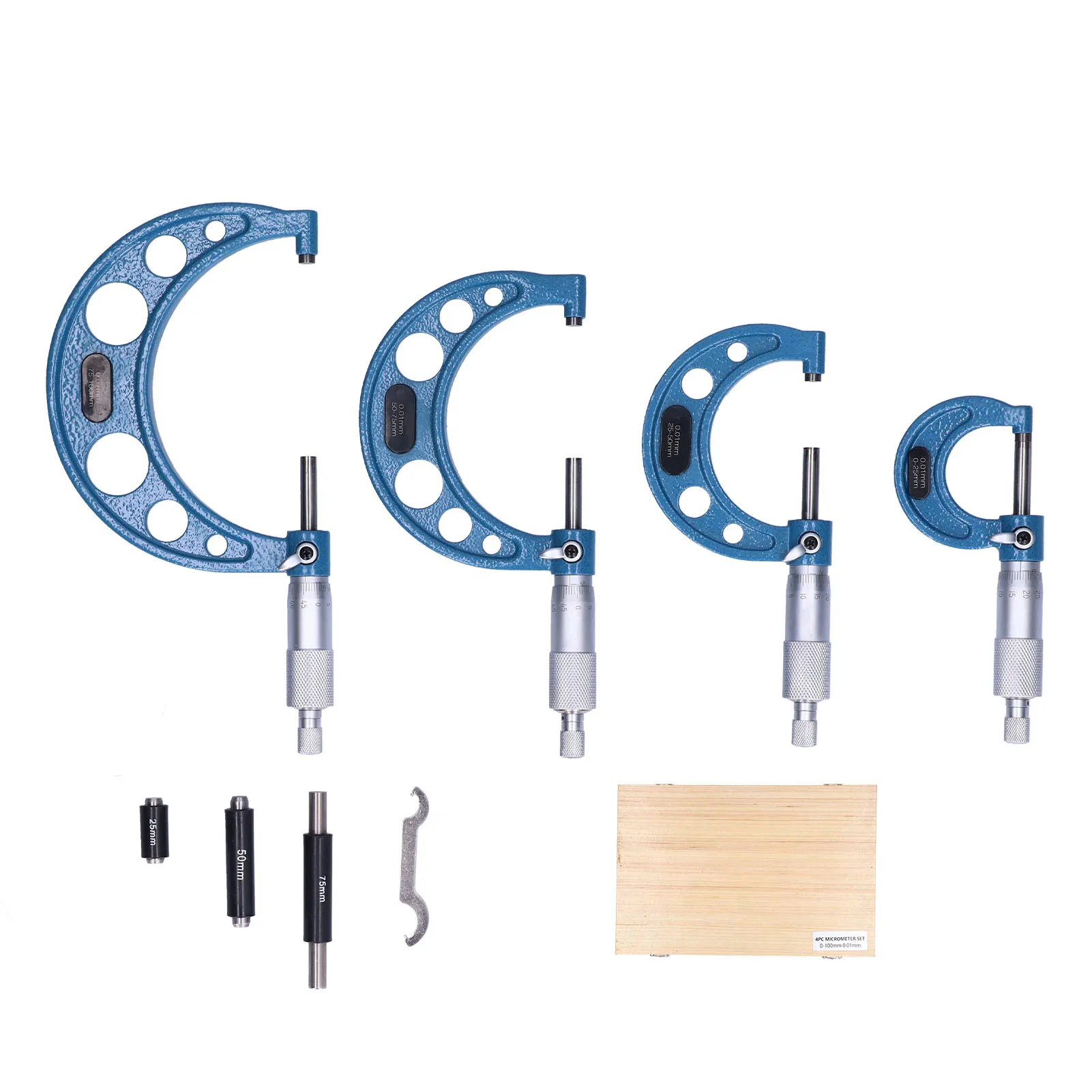 4Pcs Outside Micrometer High Accuracy Metal Measuring Tool Set 25/50/75/100MM 0.01MM Metal Outside Micrometer Outside Micrometer
4Pcs Outside Micrometer High Accuracy Metal Measuring Tool Set 25/50/75/100MM 0.01MM Metal Outside Micrometer Outside Micrometer