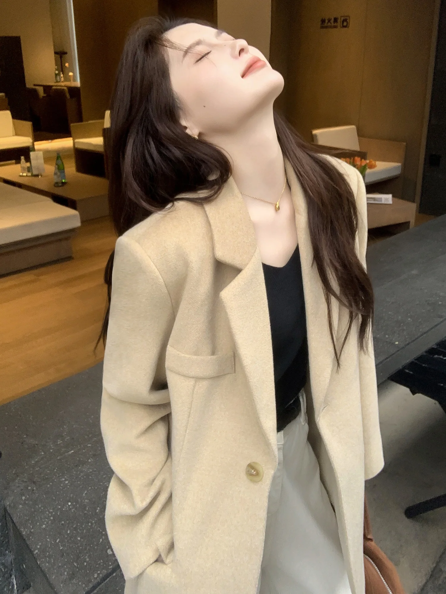 Joemei Thiened шерстяной костюм Jaet женское пальто на одной пуговице осень-зима High ade Feeling Commute Sle Long Sve
Joemei Thiened шерстяной костюм Jaet женское пальто на одной пуговице осень-зима High ade Feeling Commute Sle Long Sve