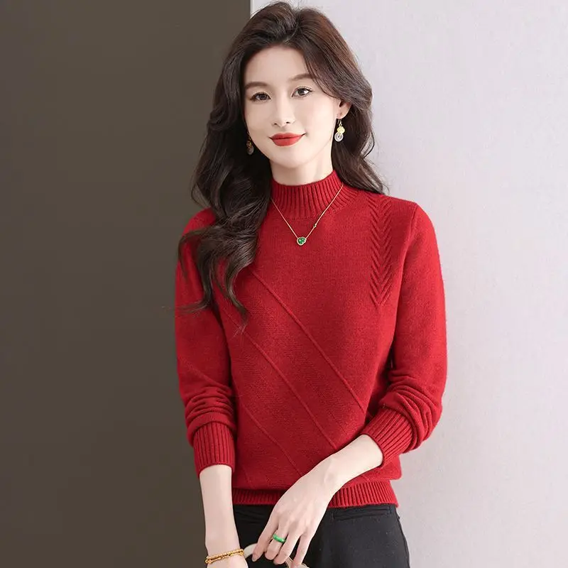 Women's Sweater Half Turtleneck Warm Pullover Tops Female Autumn Winter Knitted Woman Clothing Long Sleeve Knitwear Jumper 
Women's Sweater Half Turtleneck Warm Pullover Tops Female Autumn Winter Knitted Woman Clothing Long Sleeve Knitwear Jumper