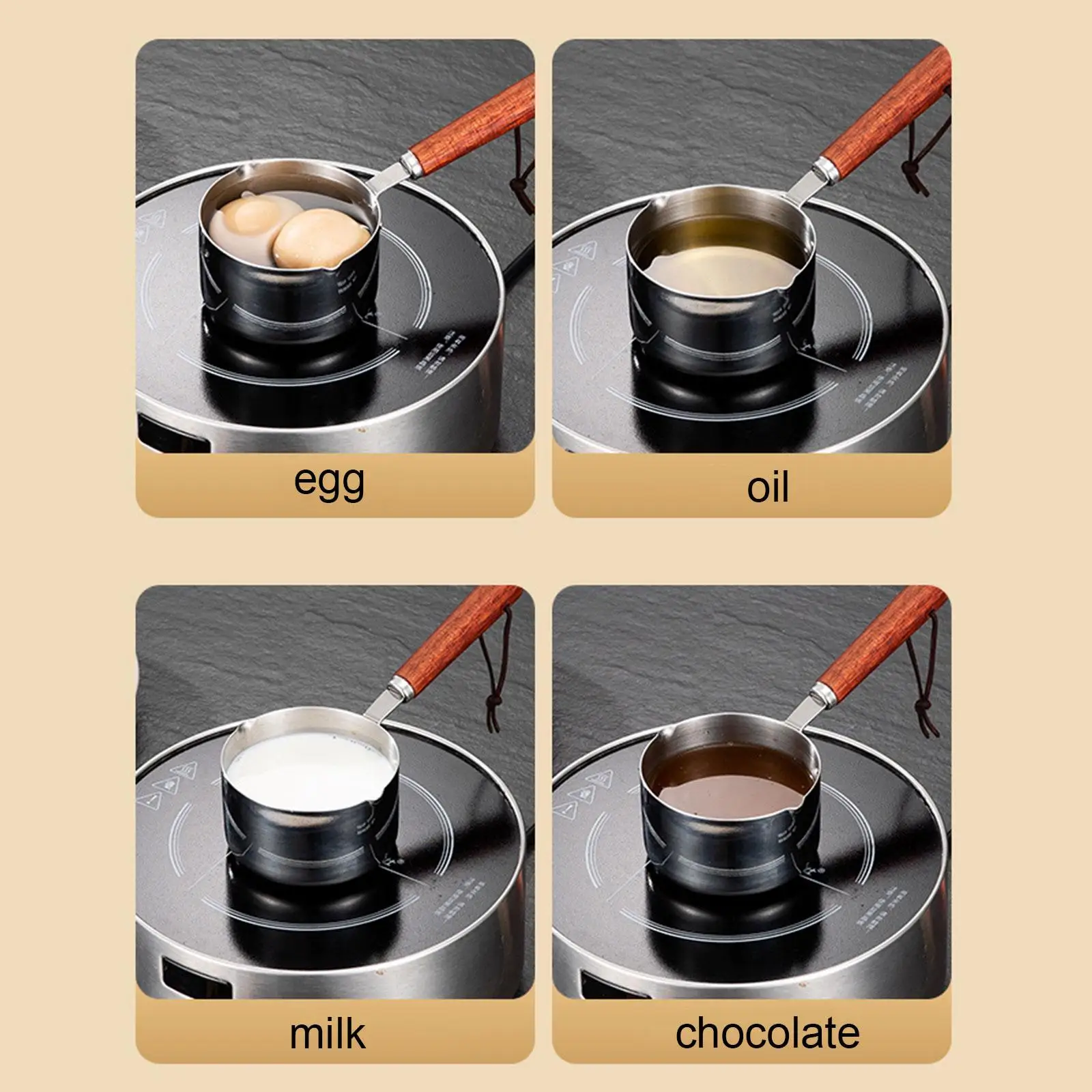 Mini soup pot made of 304 stainless steel, double spout, non-stick coating,
Mini soup pot made of 304 stainless steel, double spout, non-stick coating,