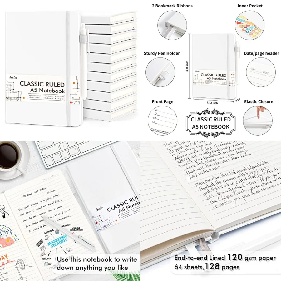 Notebooks Journals Bulk, Hardcover Notebook Classic Ruled Lined Journals with Pen Holder for Women Girls School Business Suppli
Notebooks Journals Bulk, Hardcover Notebook Classic Ruled Lined Journals with Pen Holder for Women Girls School Business Suppli