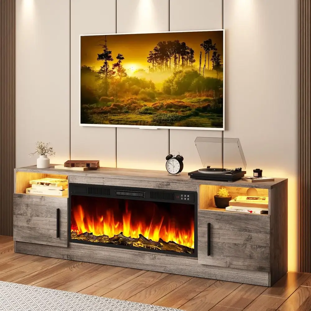 36 TV Entertainment Center, 70 Wooden TV Stand, 80 TVs, High Gloss Storage Cabinet with LED Lights (Grey)
36 TV Entertainment Center, 70 Wooden TV Stand, 80 TVs, High Gloss Storage Cabinet with LED Lights (Grey)