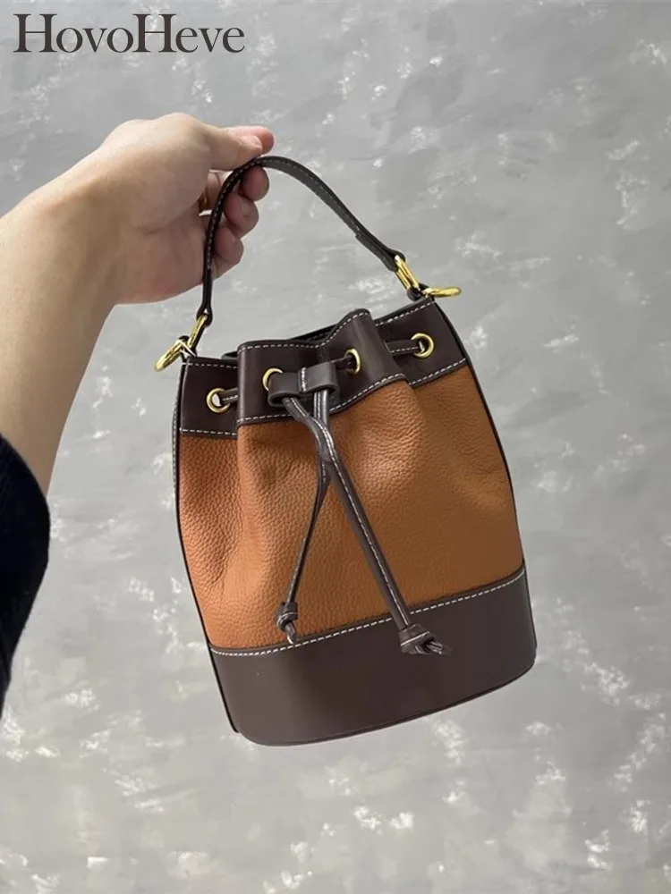 Women Spring Casual Single Shoulder Bucket Bag Versatile Multi Functional Mixed Color Small Design Genuine Leather Crossbody Bag
Women Spring Casual Single Shoulder Bucket Bag Versatile Multi Functional Mixed Color Small Design Genuine Leather Crossbody Bag