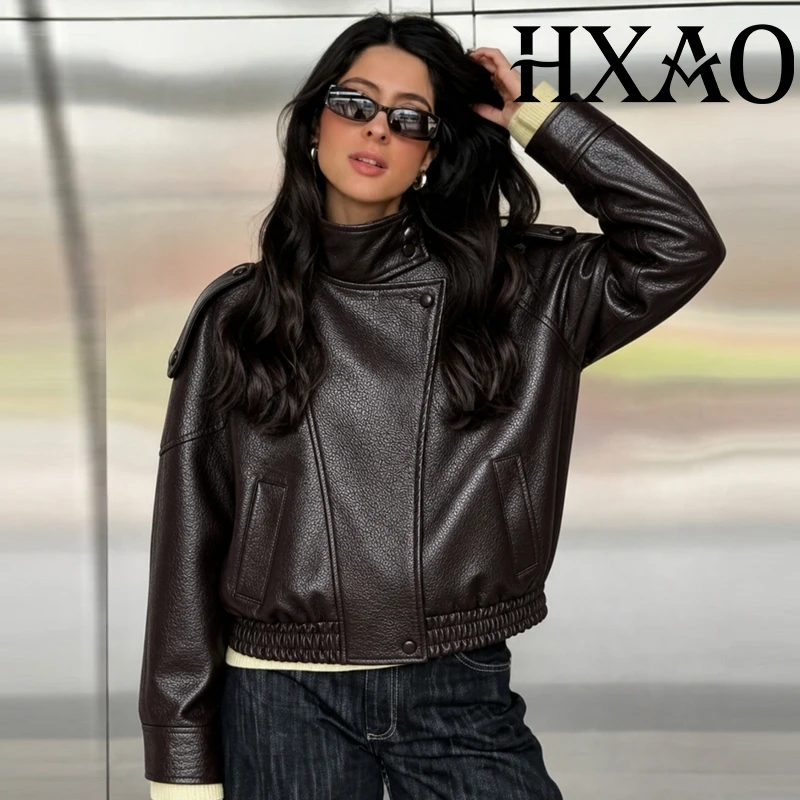 HXAO Cropped Bomber Jacket Women Faux Leather Jacket Coat Asymmetric Zip Up Biker Motorcycle jacket Female Oversize Outerwear
HXAO Cropped Bomber Jacket Women Faux Leather Jacket Coat Asymmetric Zip Up Biker Motorcycle jacket Female Oversize Outerwear