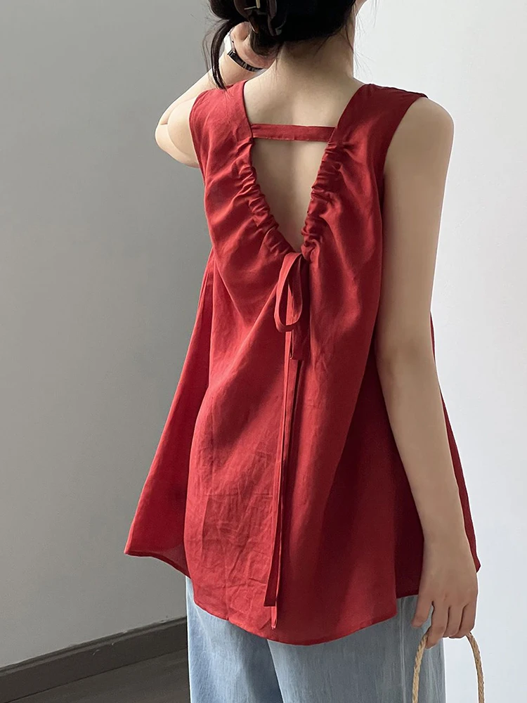 Hollow Out Bow Tanks Women Vintage O Neck Loose Korean Red Tanks Summer Casual Simple Vintage Sleeveless Female White Tanks New
Hollow Out Bow Tanks Women Vintage O Neck Loose Korean Red Tanks Summer Casual Simple Vintage Sleeveless Female White Tanks New