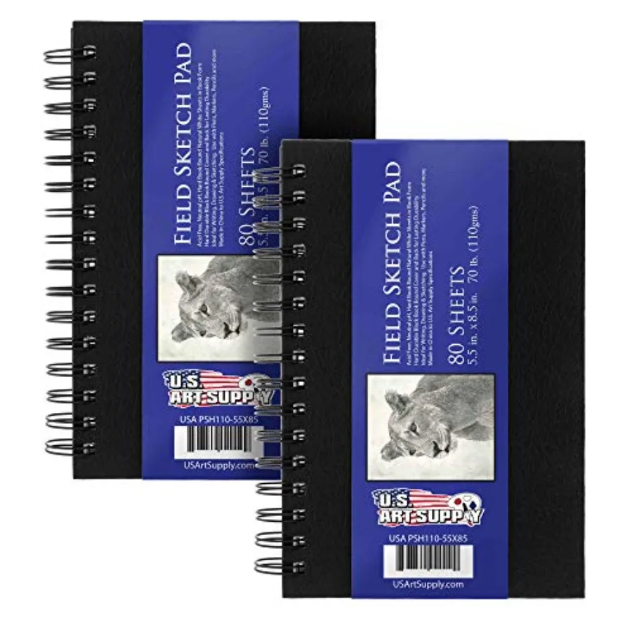 5.5" x 8.5" Premium Hardbound Sketch Book, 2 Pack, 80 Sheets Each, 70 lb 110gsm - Hardcover Spiral Bound Artist Field, Small Sk
5.5" x 8.5" Premium Hardbound Sketch Book, 2 Pack, 80 Sheets Each, 70 lb 110gsm - Hardcover Spiral Bound Artist Field, Small Sk
