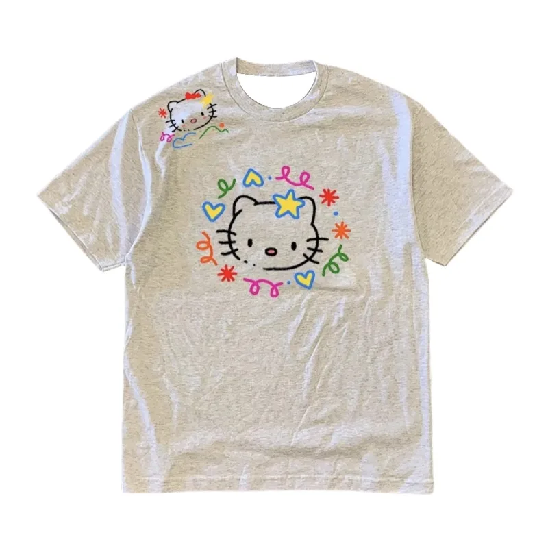 Женская летняя свободная футболка с короткими рукавами HelloKitty с 3D принтом, дышащий быстросохнущий топ в американском стиле ретро Kitty Cat
Женская летняя свободная футболка с короткими рукавами HelloKitty с 3D принтом, дышащий быстросохнущий топ в американском стиле ретро Kitty Cat